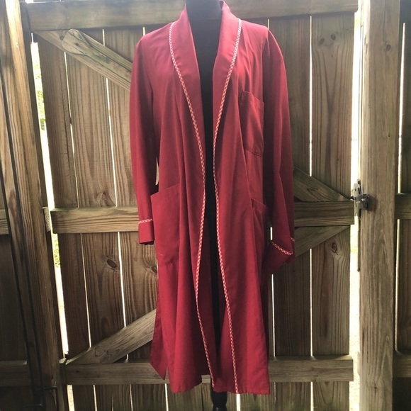 Vintage Perma Prest Red Belted Bathrobe Robe Sears The Men’s Store Medium 38/40 - Picture 2 of 5
